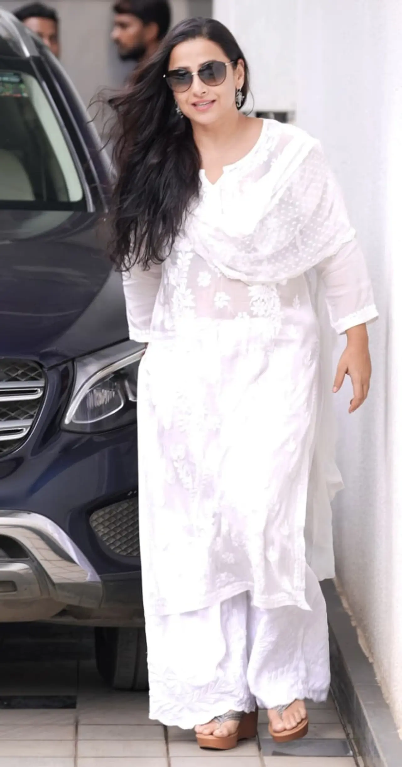 Vidya Balan looked stunning as she stepped out in an all-white dress